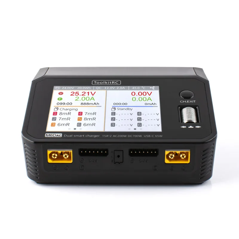ToolkitRC M6DAC 7,4 В Lipo зарядное устройство, двухканальная радиоуправляемая модель, интеллектуальное сбалансированное зарядное устройство для 1-6S LiHV NiMh аккумулятора thumbnail 2