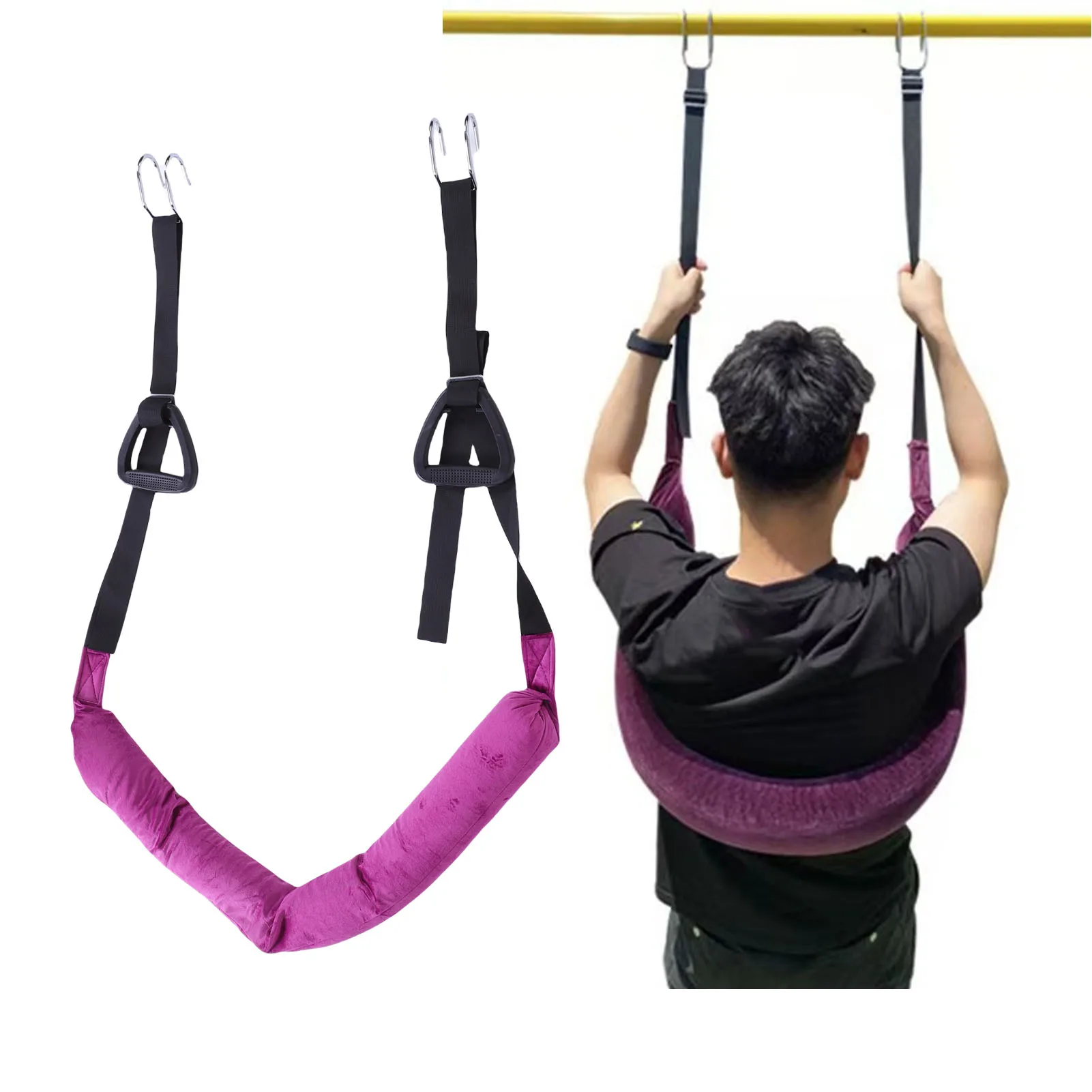 Back Traction Harness Hanging Back Traction Stretcher Comfortable Double Hook Design Adjustable Waist Back Leg Stretch Strap