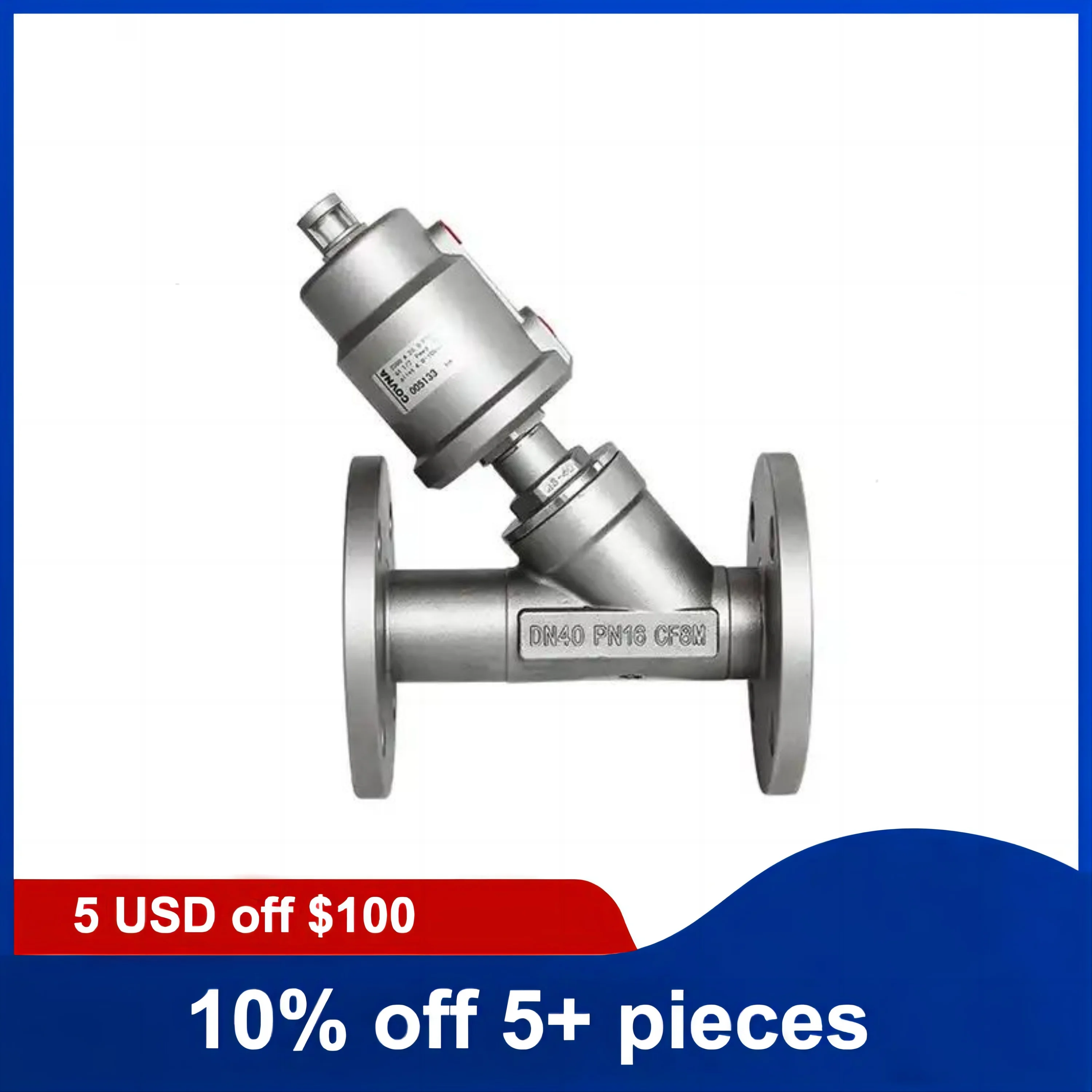 

DN40 Stainless Steel Pneumatic Flange Angle Seat Valve High Temperature Resistant Corrosion Steam Y Type Cut Off Valve