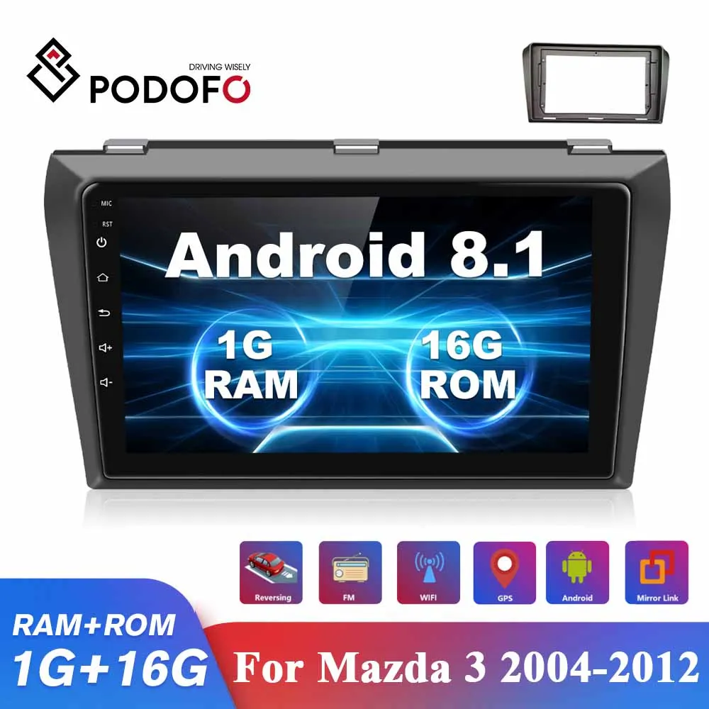 Автомагнитола Podofo 2 din 9 дюймов 2.5D Android мультимедийный плеер GPS четырехъядерный