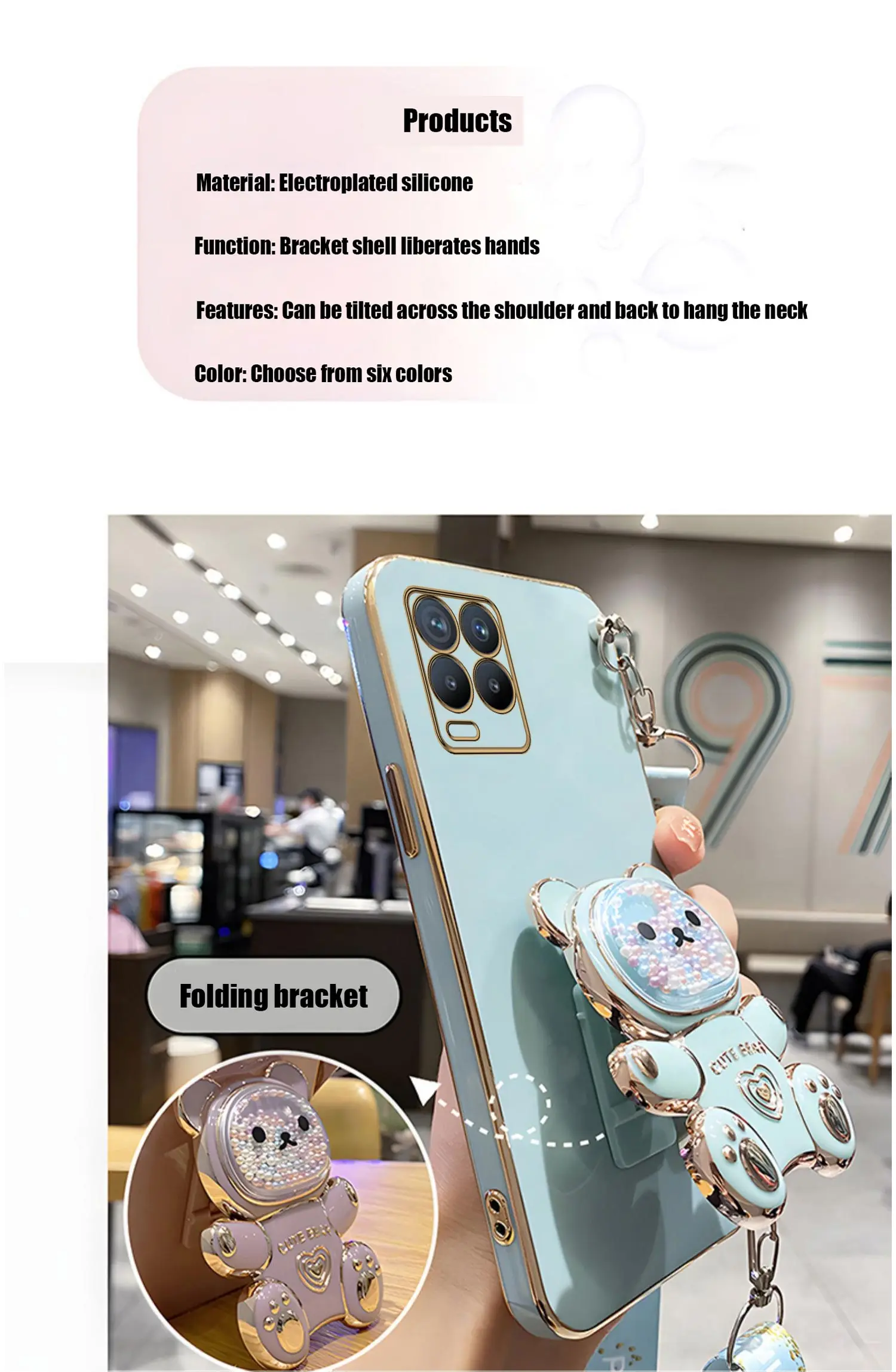 Quicksand – coque de téléphone avec support d'ours, étui avec lanière pour Oppo Realme 8 Pro 5i 6i 8i 9 10, housse de support C20 C11 C21Y C25Y C30 C33_voghion.com