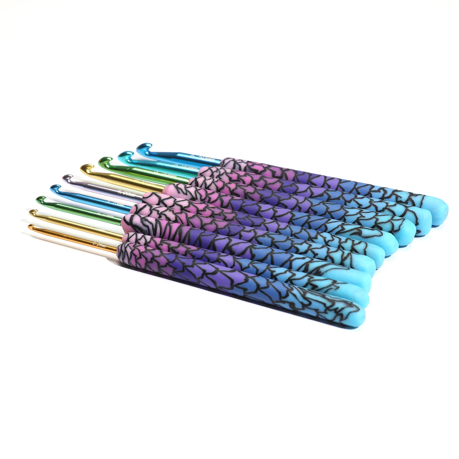 Hot 1 pcs Purple Mermaid Crochet Hook Aluminum Head DIY Handmade Craft Yarn Crochet Needle Crochet Supplies 2.25mm-8.0mm
