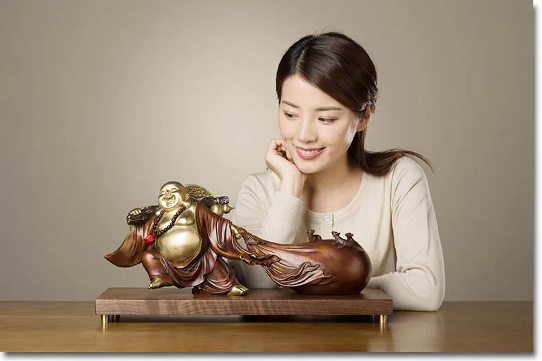 

50CM Large 2023 Limited Edition thriving business Good luck wealth God Maitreya Buddha brass Sculpture home office TOP Ornament
