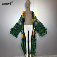 WINYI moyen-orient mode kimonos abaya dubaï luxe pour femme Sexy dentelle cardigan tenues de plage plage couvrir maxi manteau caftan 3