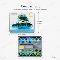 52 Colors Portable Watercolor Set in Metal Tin with Shell Paint Pans, Water Brush and Sponge for Artists, Students and Travel 2