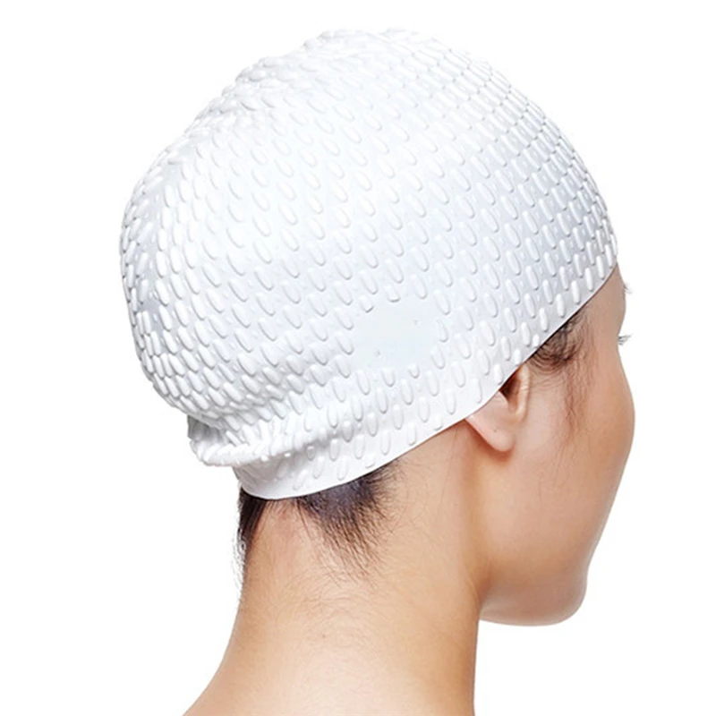 Unisex New Swimming Cap Elastic Waterproof Pu Fabric Protect Ears Long