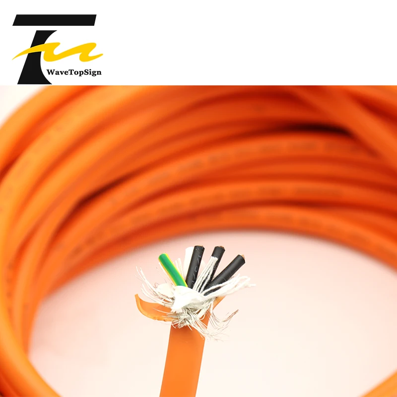 TRVV 4코어 2.5mm² 초유연 드래그 체인 케이블 오렌지색 서보 모터 전원 엔코더 연결 케이블