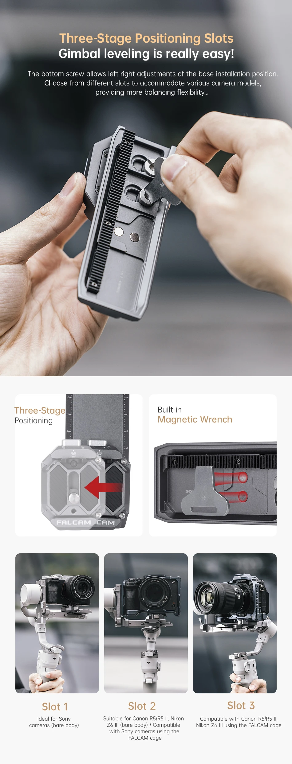 F22 F38 Quick Release Plate Kit for DJI RS4 Mini Quick Switching Between Stabili
