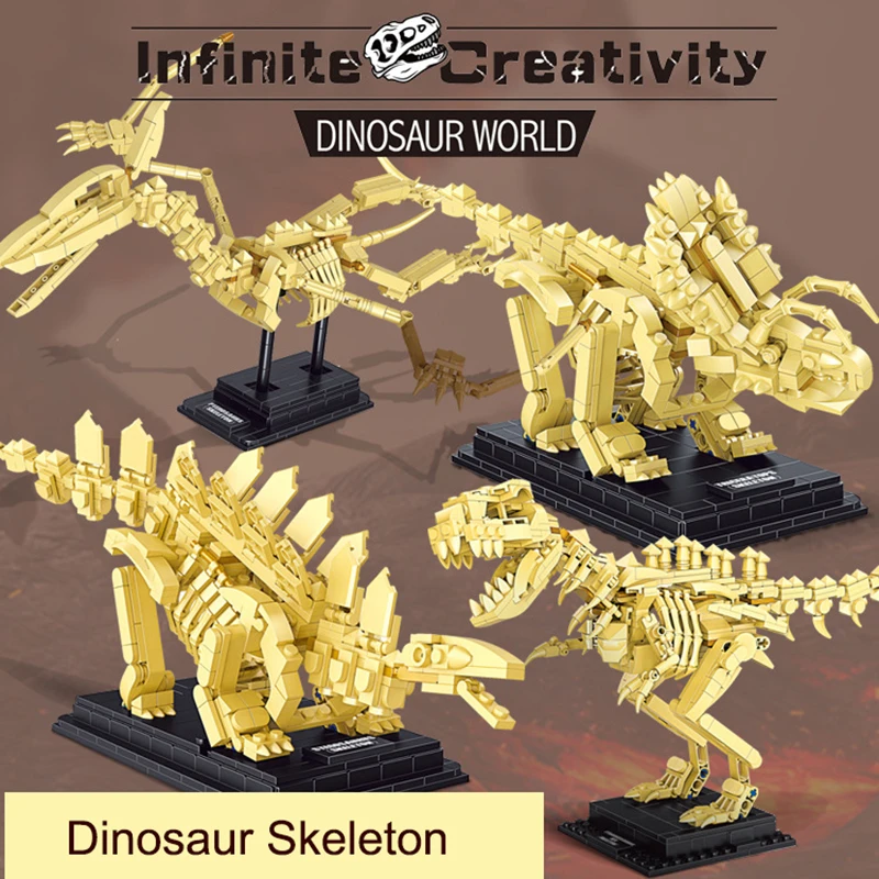 

Dinosaur Skeleton Building Blocks Pterosaur Tyrannosaurus Rex Triceratops Model MOC Compatible Bricks Toy For Kid Birthday Gift