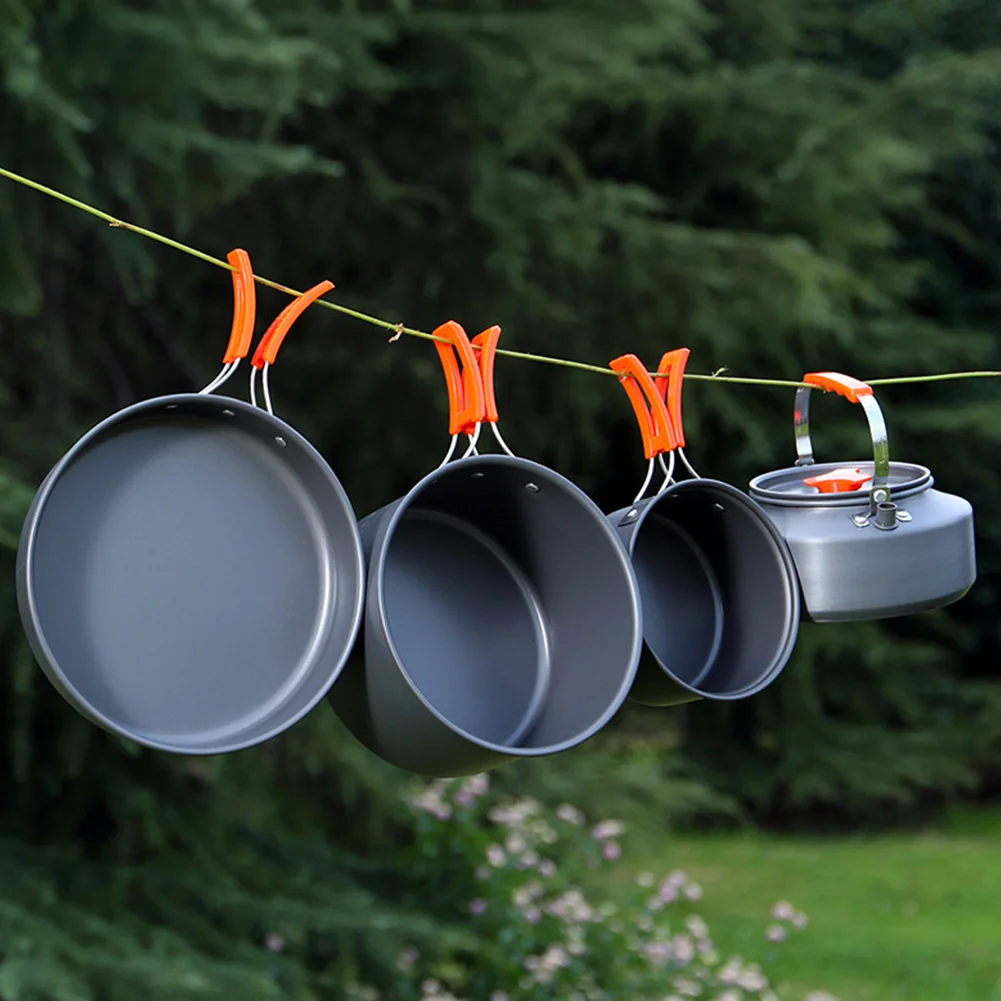 Aluminum Alloy Camping Cookware Kit Foldable Storage Nonstick Coating Outdoor Cooking Set Portable Water Kettle/Pan Pot/Saucepan