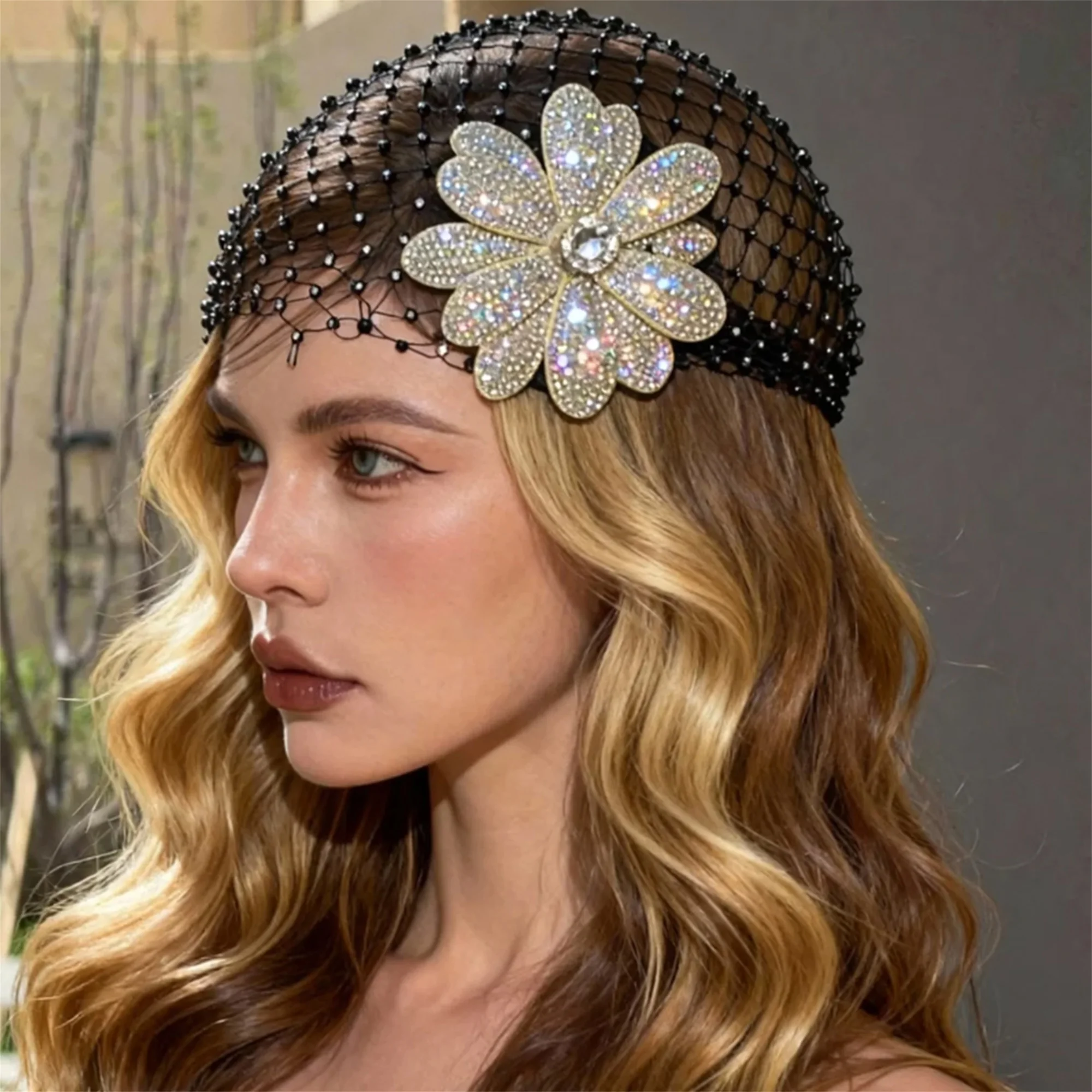 Elegant Crystal Embellished Headband with Tulle Veil for Bridal Hair Wedding Party Prom and Special Occasions