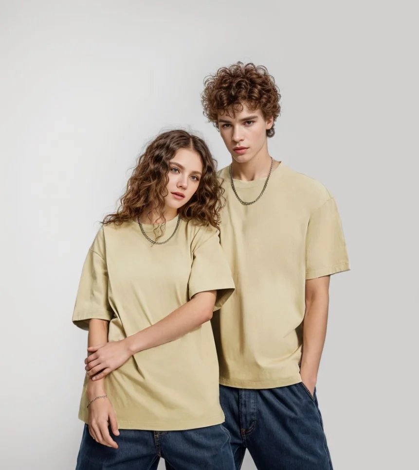 

220g Summer Men's T Shirt Fashion Solid T Shirt Oversized Hip Hop Short Sleeve Casual 100% Cotton Mens Streetwear Top Tees 6.5oz