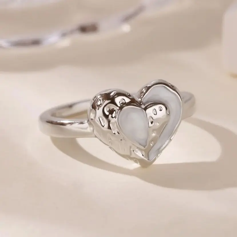 Irregular Heart Rings For Women Gold Stainless Steel