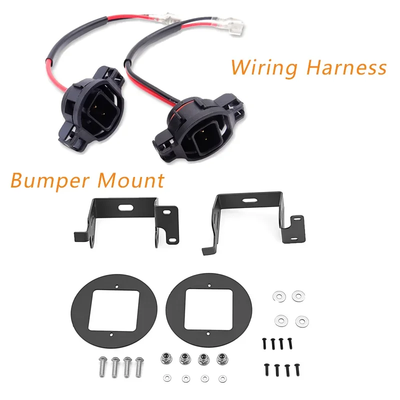 

Auto Accessories 4 Wheeler Bumper LED Fog Light Bezel Bracket & Male Adapter Wire For 2014-2024 Toyota 4Runner