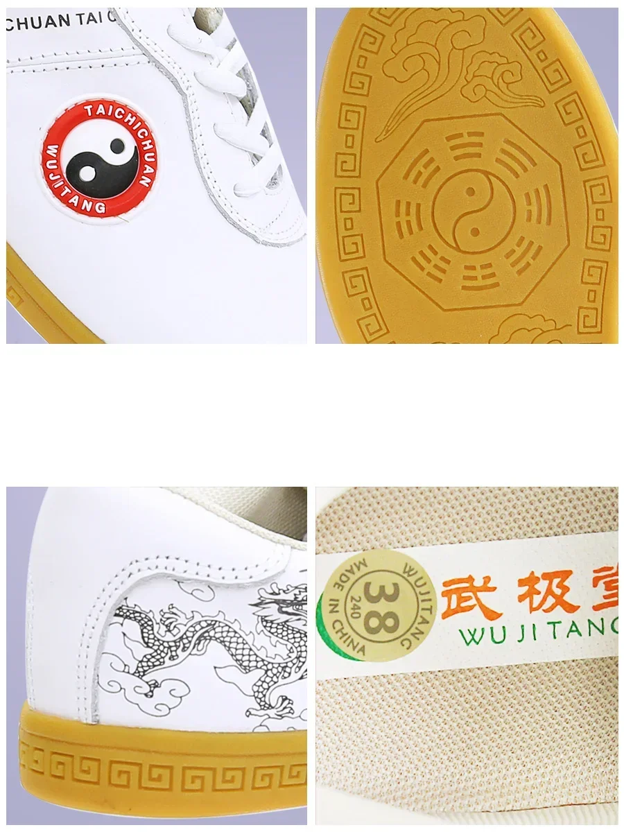 Genuine Leather Kung Fu Tai Chi Shoes Martial Art Shoes Sneakers Soft Cowhide Wear Resistant Free Flexible Sole Men Women