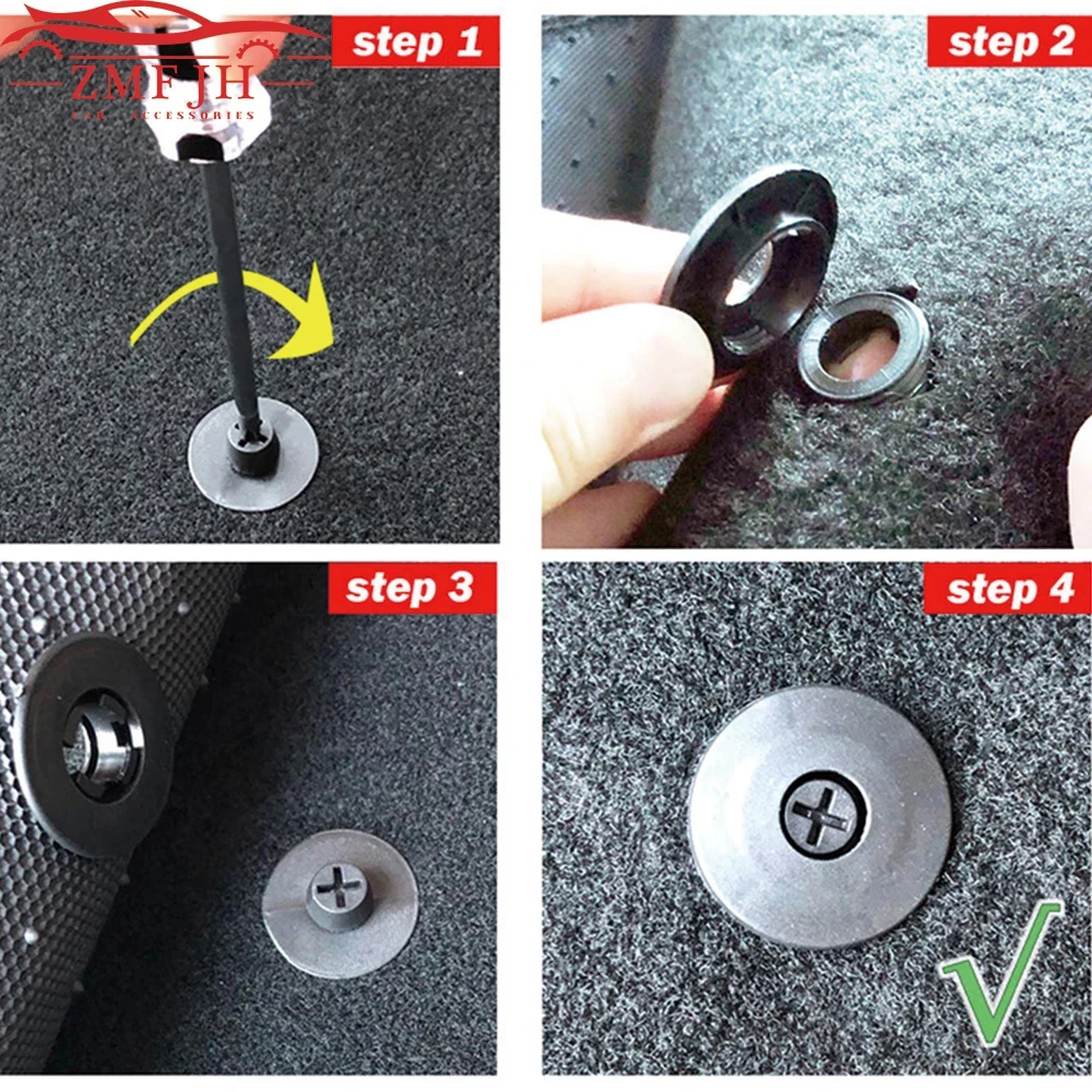Create Idea 4 Clip Fissatappeto Auto – Dispositivo Antiscivolo A Doppio Strato Per Tappetini Auto (Nero) - 2