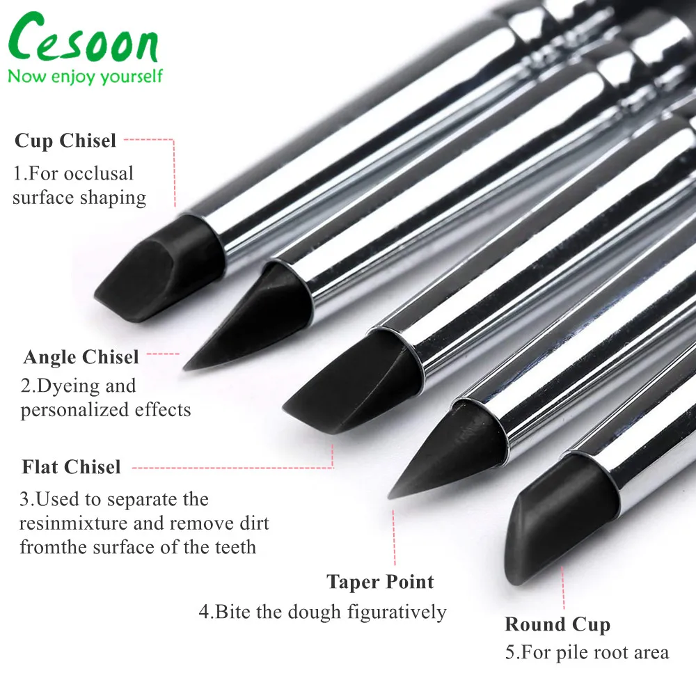 5pcs Dental Shaping Silicone Tooth Tool Dental Resin Brush Pens For  Adhesive Composite Cement Porcelain Teeth Dentist Tools Hot! - Price  history & Review, AliExpress Seller - All Buy Store