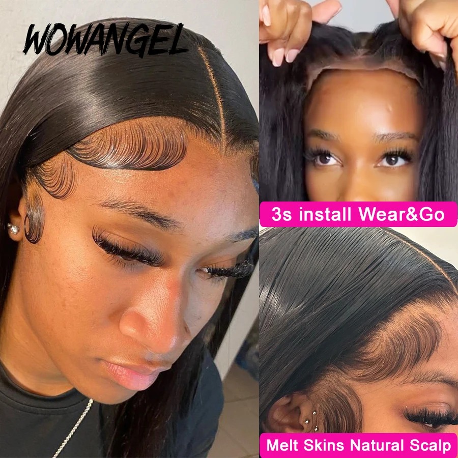 Glueless Wig Human Hair 5x5 HD Lace Closure Wigs 34 Inches Remy Silky Straight Invisible HD Lace Wigs Wow Angel 250%