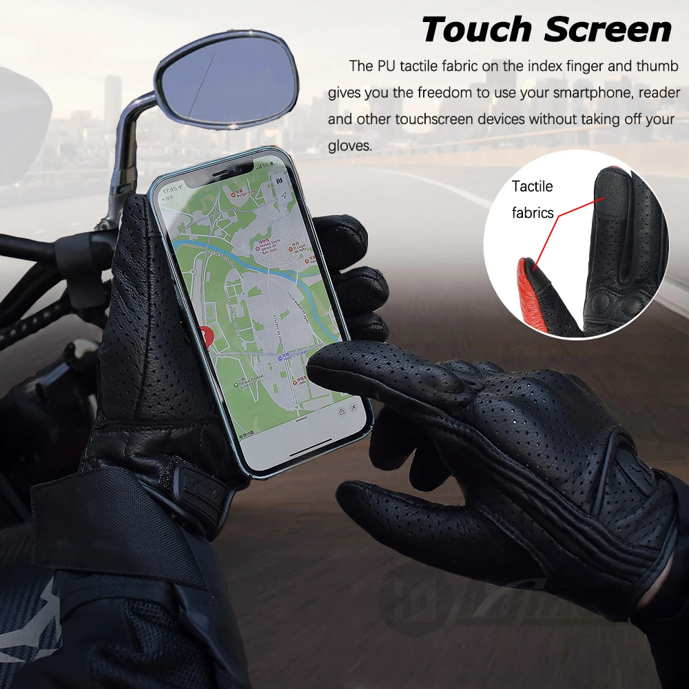 Retro Leather Motorcycle Gloves Comfortable Wear-Resistant Motocross Gloves Full Finger Protection Moto