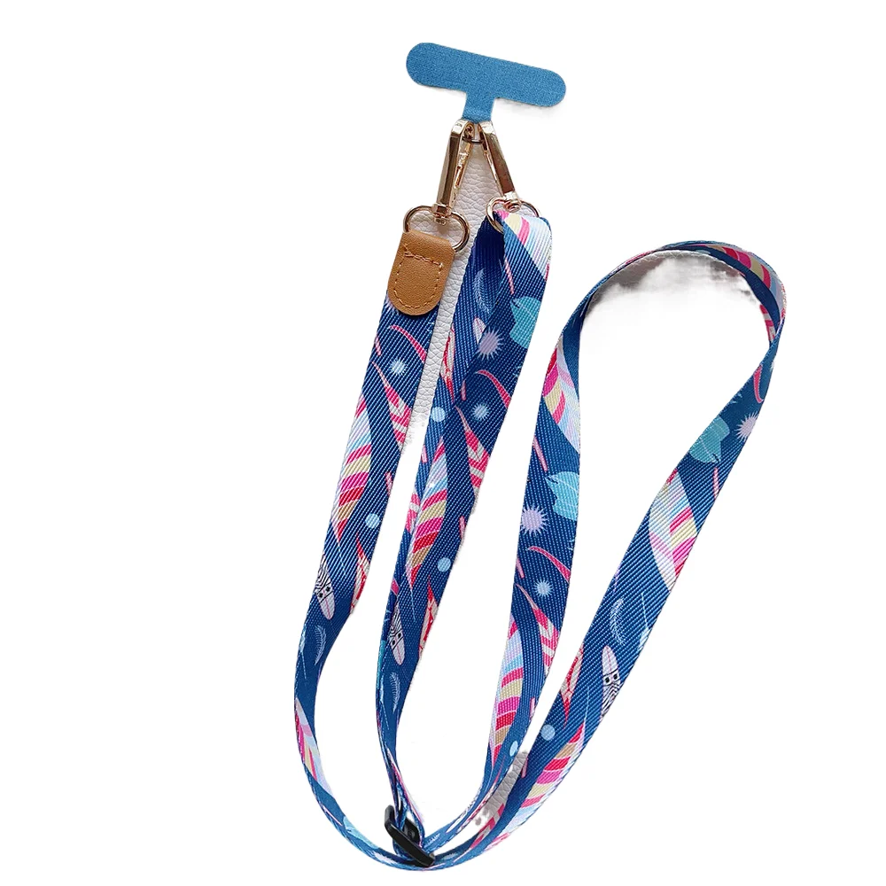 Adjustable Crossbody Retro Pattern Phone Lanyard with Wide Fabric Strap