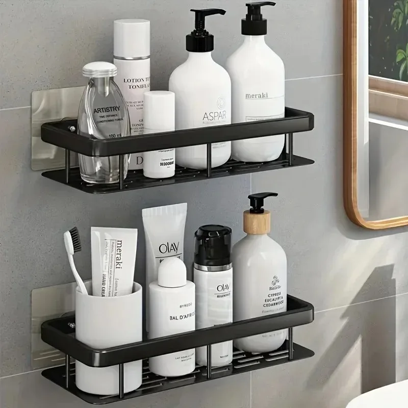 Mensola portaoggetti da bagno senza foratura, scaffale angolare a parete, portaoggetti per doccia, organizer per shampoo, accessori da bagno - immagine 3