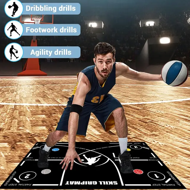 Basketball Footstep Training Mat 120x80cm Portable Regular Training System Non-Slip Mat Training Aid Silent Equipment for adults 6