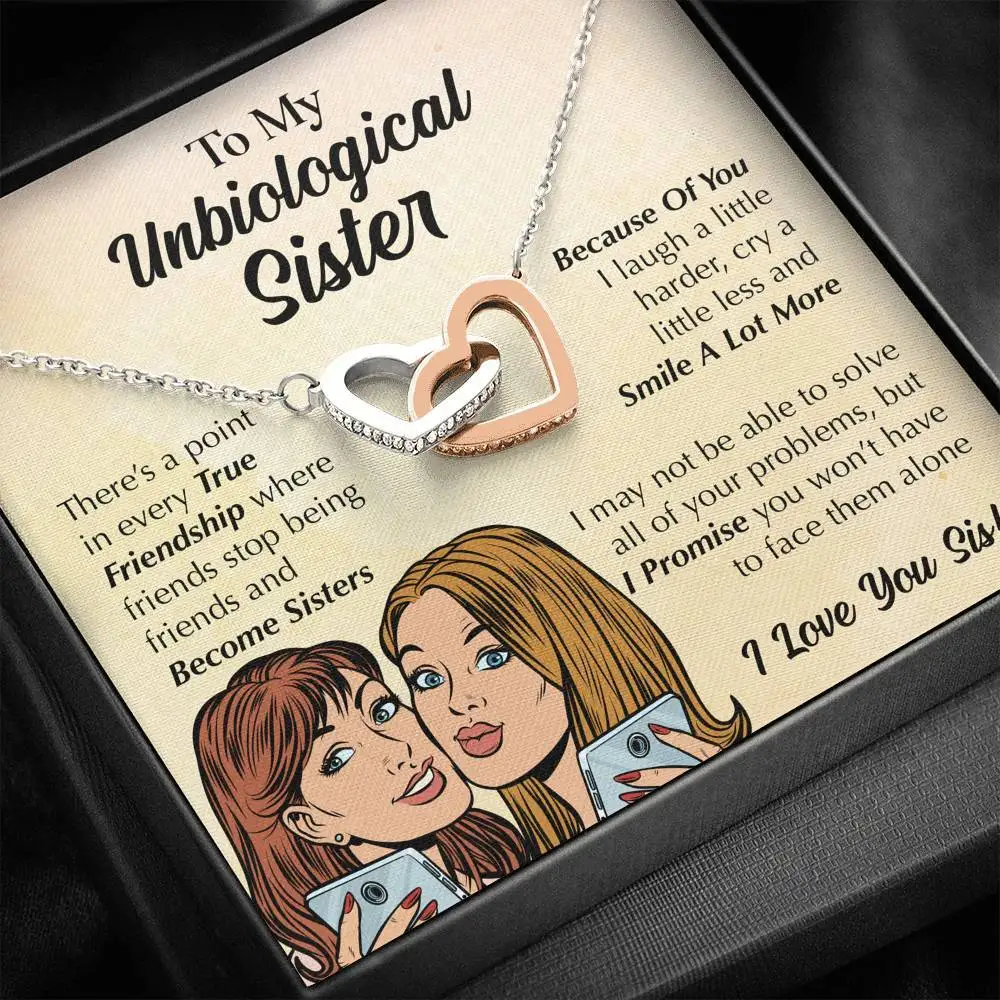 

To My Sister Gift 2023 New Fashion Jewelry Women Necklaces Love Interlocked Double Heart Pendant Necklace Birthday Dropshipping
