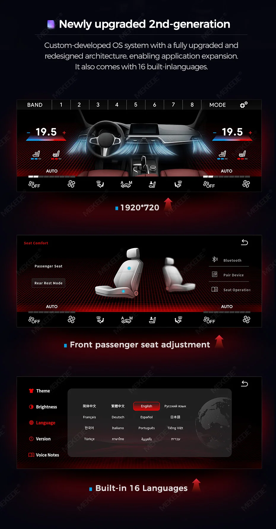 MEKEDE 10,25 Zoll digitaler Klimaanlagen-Bildschirm, AC-Panel für BMW 5er F10 F11 2011–2017, beheizter/kühlender Klimakontrollmonitor – Detail 3