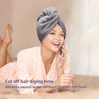 Serviette pour cheveux de couleur unie, bonnet pour cheveux secs texturés, 9.8 "X 25.5", serviette absorbante pour femmes boutonnées 5