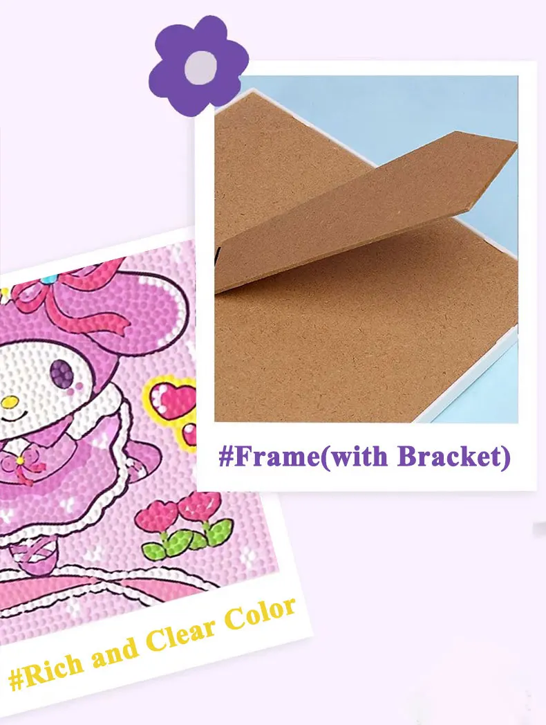 Description Picture 4 of itemSanrio Diamond Painting Melody New 2024 Full Diamond Mosaic 5D DIY Cross Stitch Kits Diamond Art Home Decor with Frame