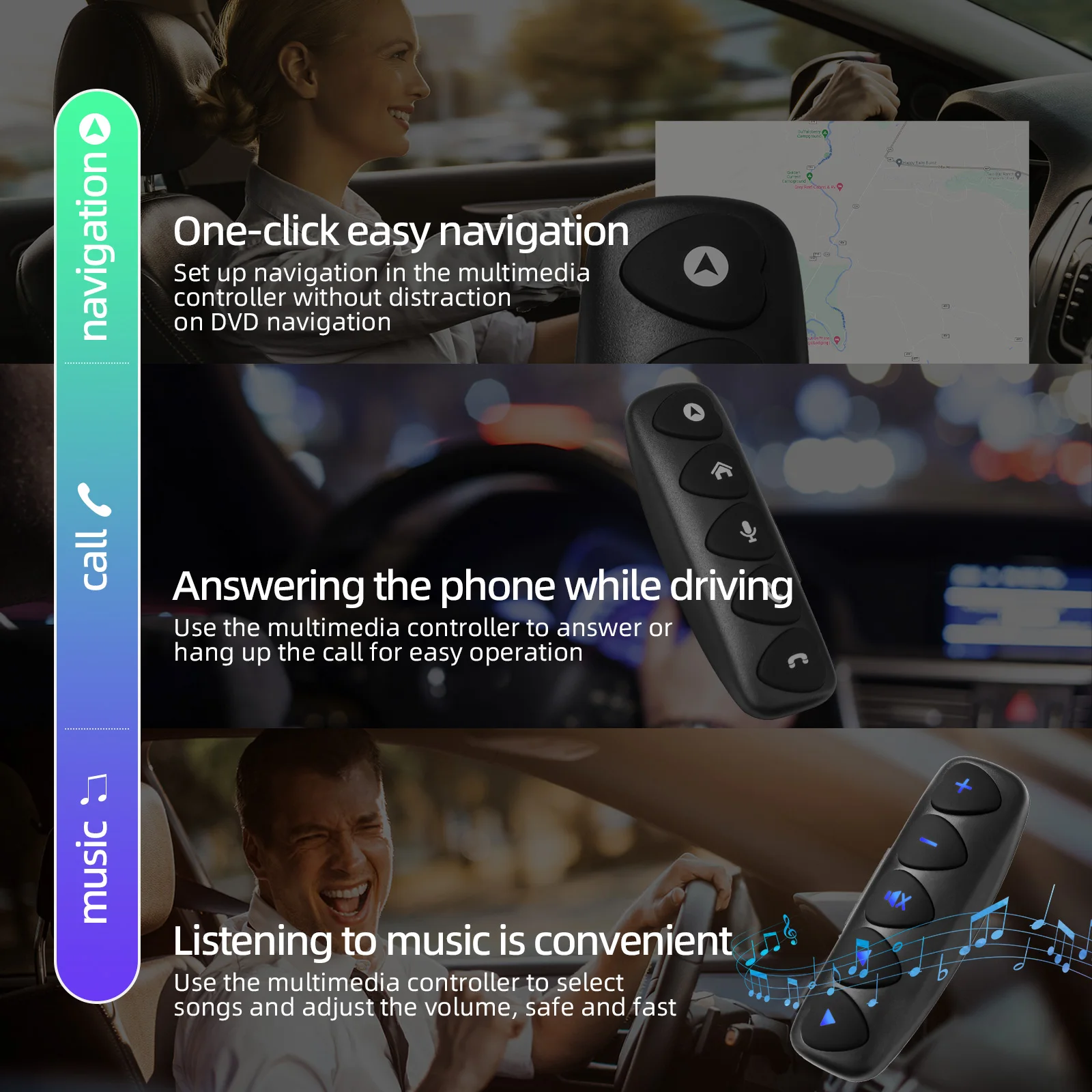 10 Keys Wireless Car Steering Wheel Control Button For Radio DVD GPS Multimedia