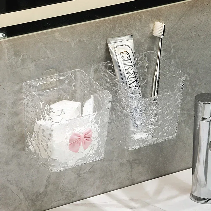 욕실선반 Makeup Brush Organizer Storage Rack Bathroom Storage Box Drain Box Punch-Free Toothpaste Holder Wall Mounted 2
