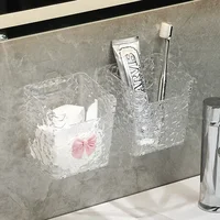 욕실선반 Makeup Brush Organizer Storage Rack Bathroom Storage Box Drain Box Punch-Free Toothpaste Holder Wall Mounted 2