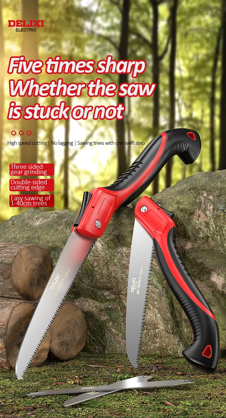 Description Picture 4 of itemDELIXI ELECTRIC Folding Saw,SK9 steel One-button Folding Design,Sharp Cutting Wood,Camping,GardensPruning Saw,Tree Chopper Knife
