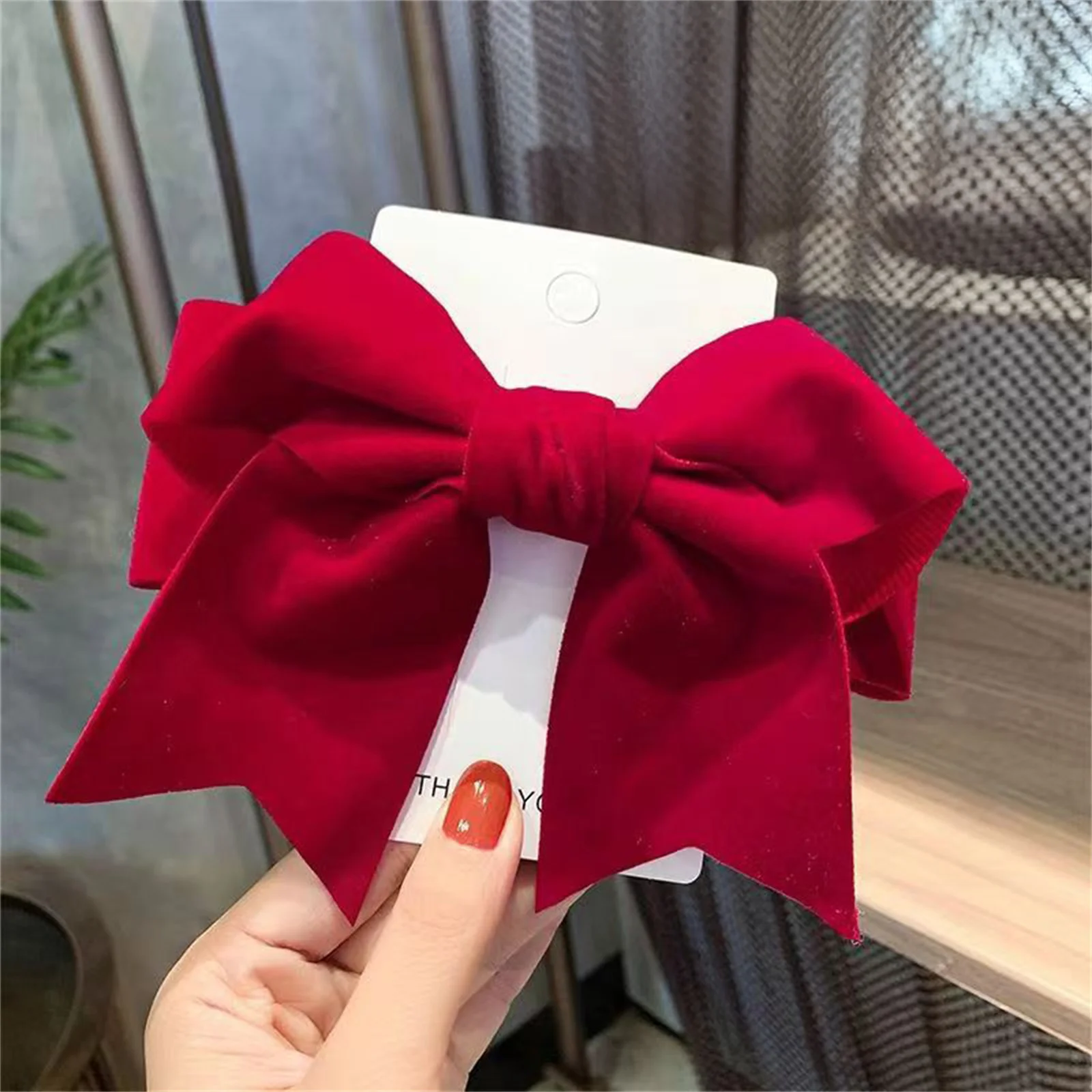1 Stück rote Schleife Haarspange für chinesisches Neujahr, Weihnachten, Haarspangen, Haarschmuck, Geschenke für Frauen und Mädchen, Weihnachtsbaumschmuck – Detail 3