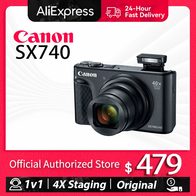 캐논 PowerShot SX740 디지털 카메라, 40x 광학 줌 및 3 인치 틸트 LCD 4K 비디오 와이파이 NFC 블루투스