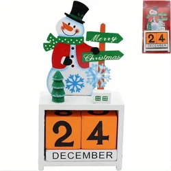 Festive Christmas Countdown Calendar Ornament with Adjustable Date for Desk and Bookshelf Display (C)