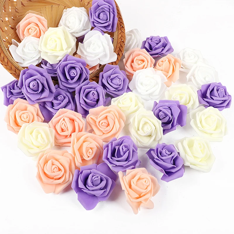 20pcs 6-7cm Rose Flower Head Foam Artificial Roses for Wedding Bouquet Table Decoration Christmas Party Home DIY Craft Gifts