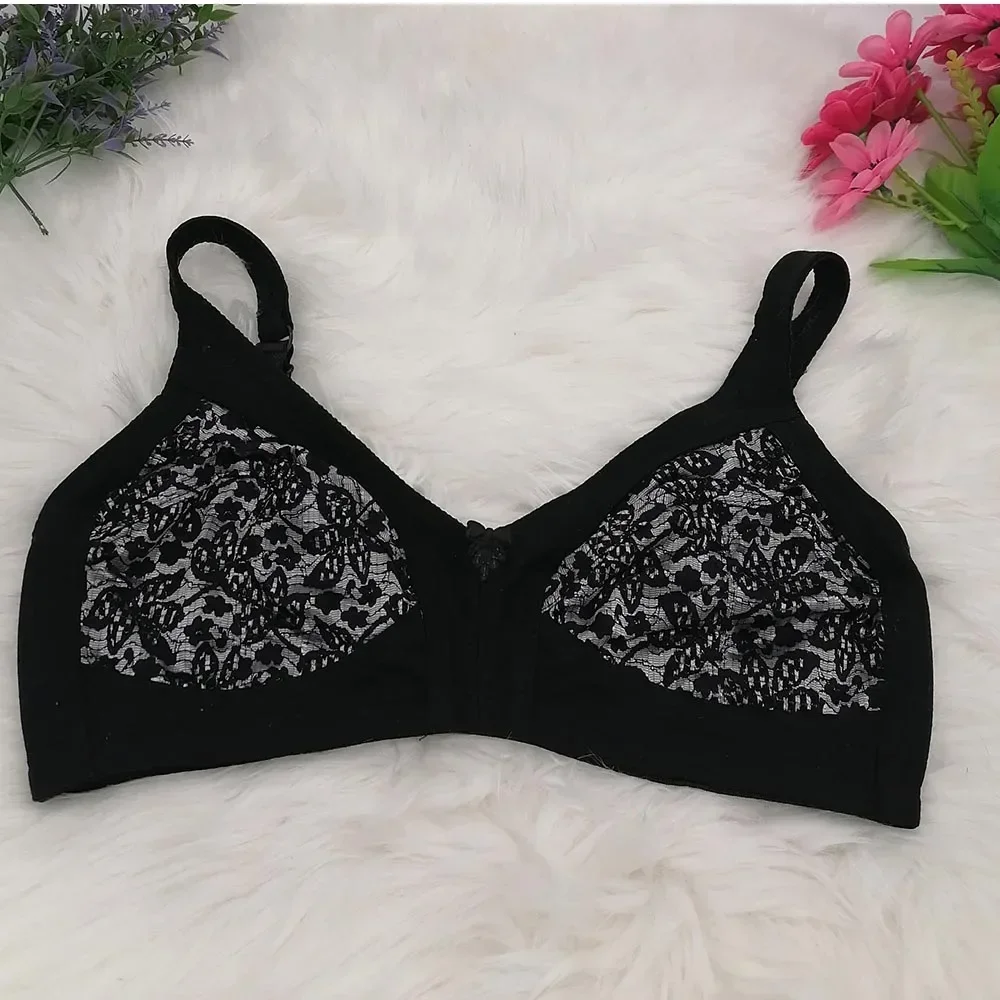 Classic Full Coverage Bra for women lace embroidery sexy lingerie DEMI Push Up cotton underwear top plus size 40-50 DEF cup C29