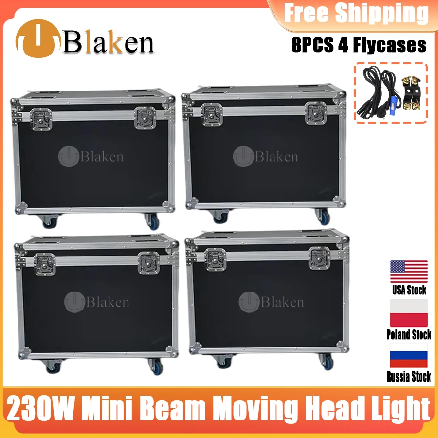 0 Tax 4Pcs Fly Case Per Mini Sharpy 230W Beam 7R Lyre 7R Moving Head Light Beam 230W Sharpy Stage Lights 230W 7R Beam Wash Spot