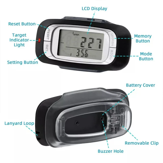 3D Sensor LCD Pedometer Steps And Calories Burned LCD Pedometer Step Distance Walking Bottom 5