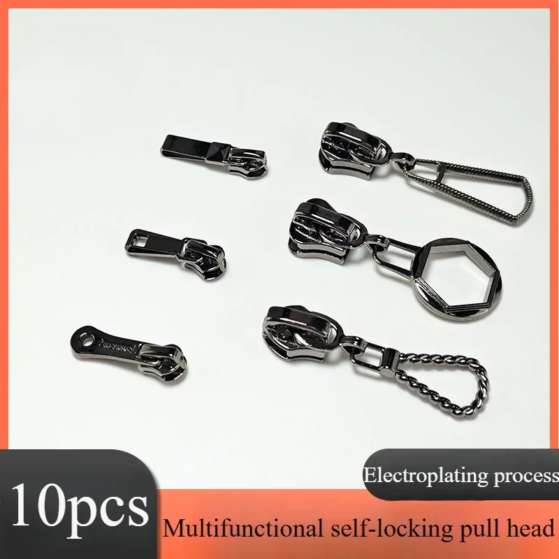 10pcs Thickened zipper head 3 #5 # 8 #Resin metal nylon gun Black clothes coat bag cover with lock pull head