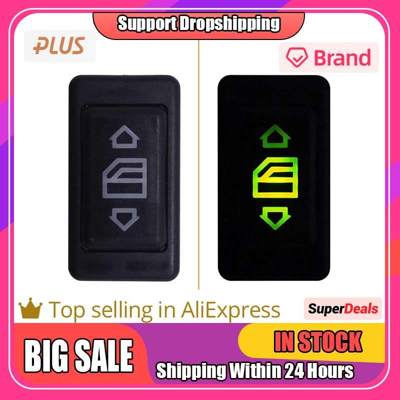 12V/24V 20A 6Pin Auto Electric Power Window Switch Button for All Autos with Green LED Light Car Button Switch Car Accessories