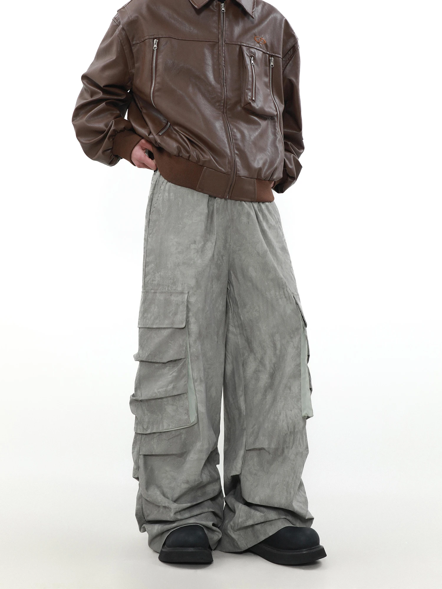 

American Design High Street Pants Men's Loose Niche Retro Overalls Wide Leg Straight Casual