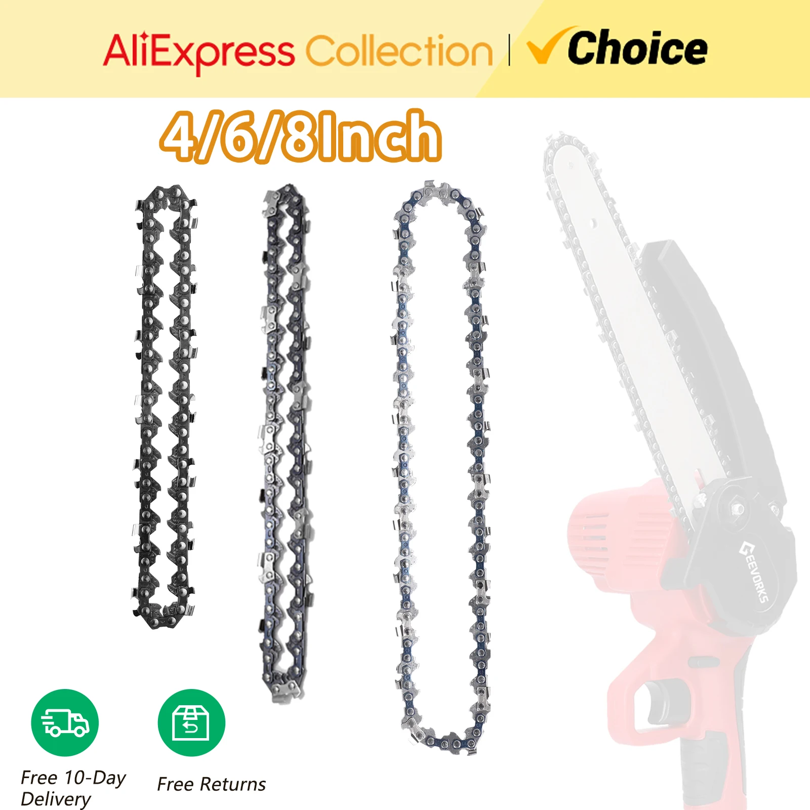 4/6/8Inch Mini Steel Chainsaw Chains Electric Chainsaws Accessory Practical Chains Replacement Power Tool Accessory Wood Cutting 4