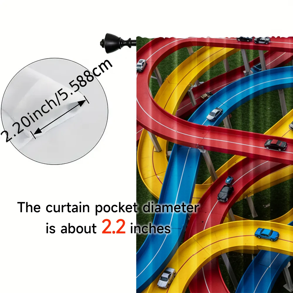 2pcs, spring summer Curtains Vibrant racing track Sheer Curtains Versatile Polyester Decorations Outdoor Perfect for Bedroom, 5