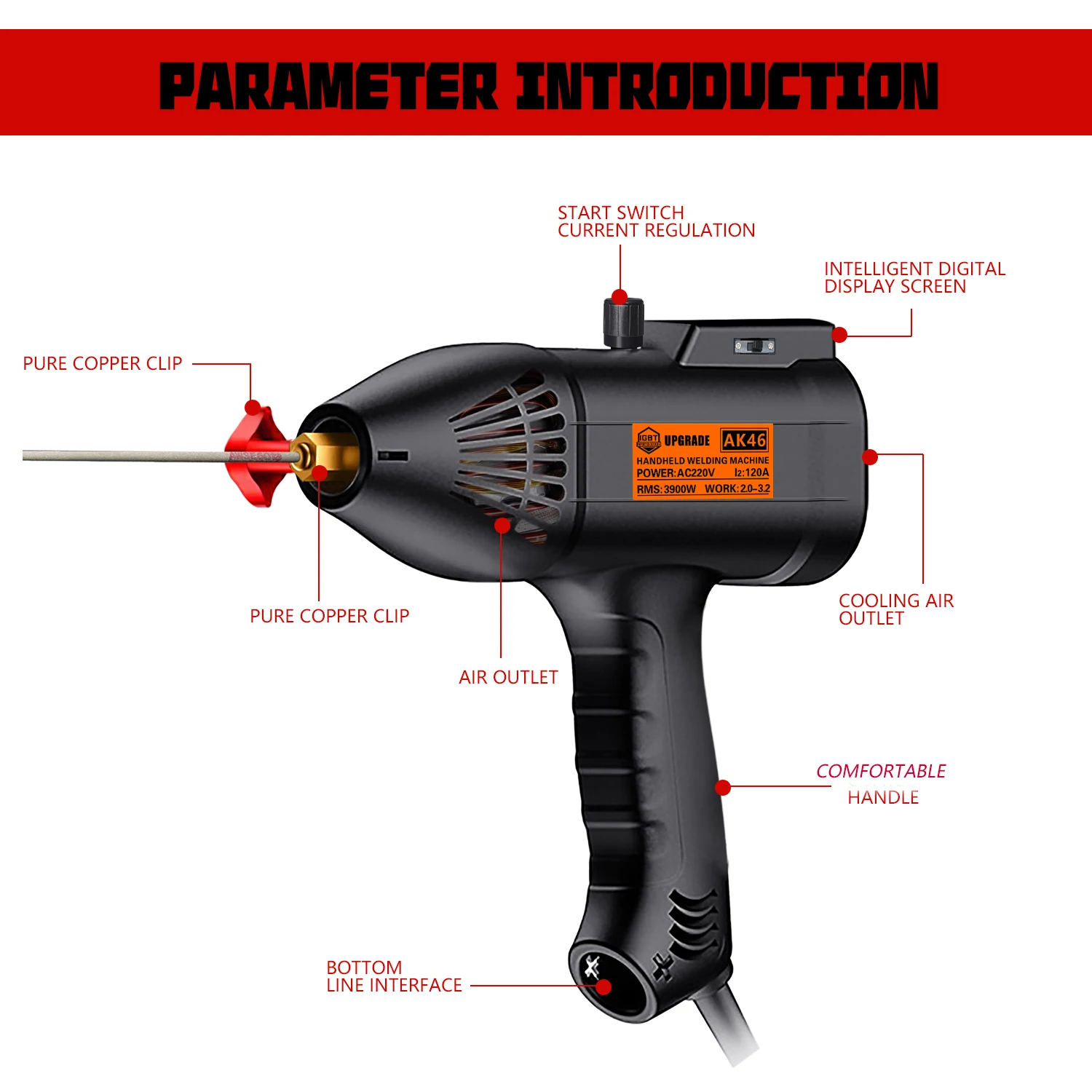3900W 220V/110V ±15% Brand New Handheld Portable Arc Welder Home Electric Welder Fully Automatic Digital Intelligent Welder, 2