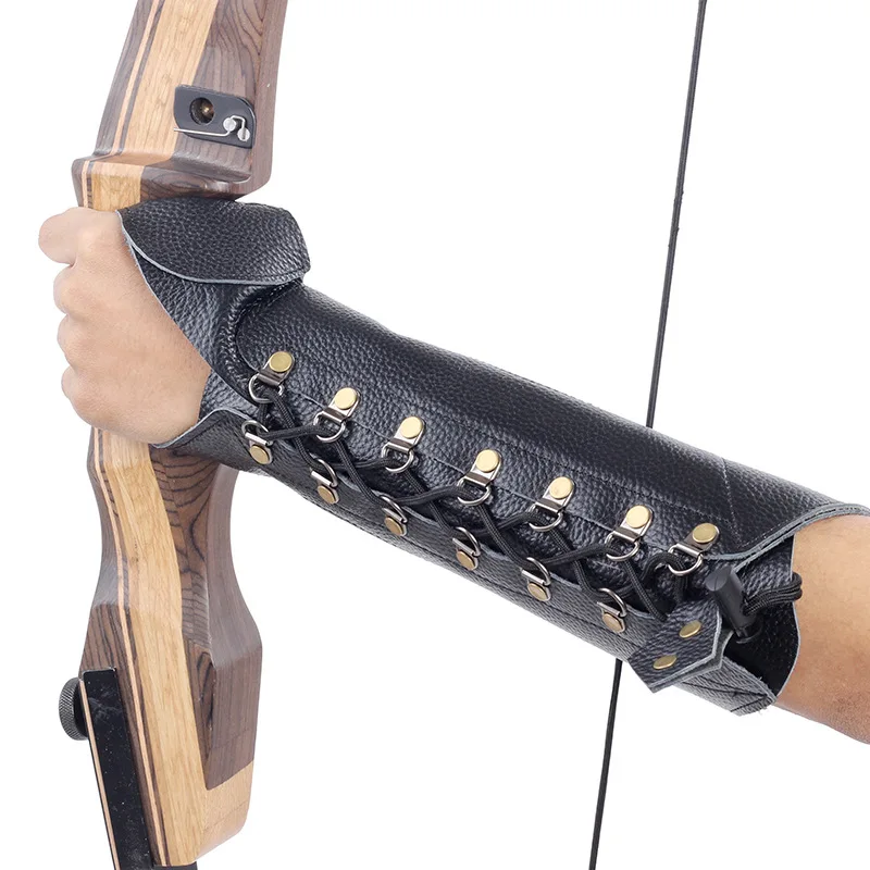 1PC Archery Arm Guard Leather Armguard with Finger Archery Protection Equipment With Handguard Top Cowhide Arm Guard