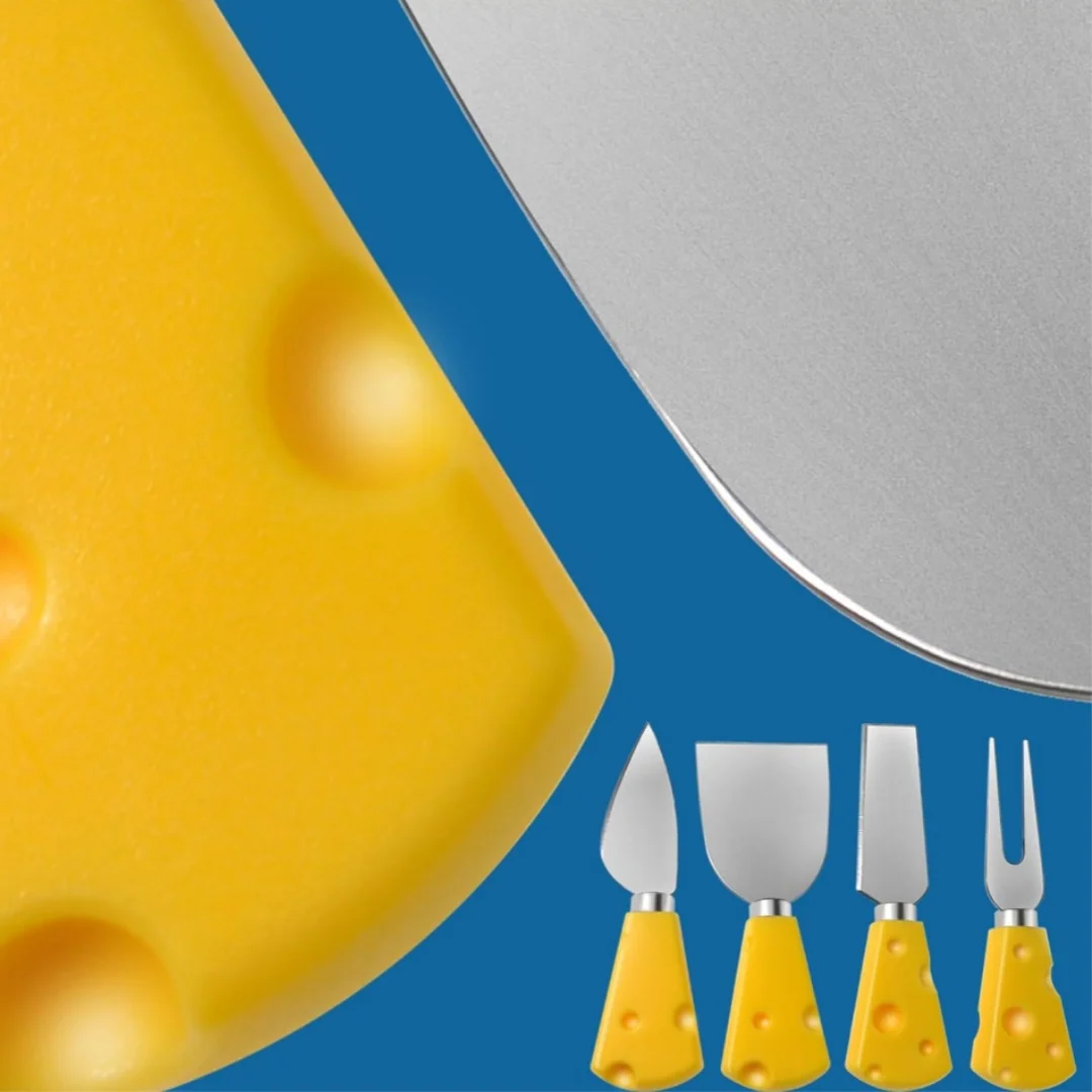 4pcs/6pcs Cheese Knife Set Stainless Steel Plastic Handle Mini Cute Knife and Fork Suitable for Parties Christmas