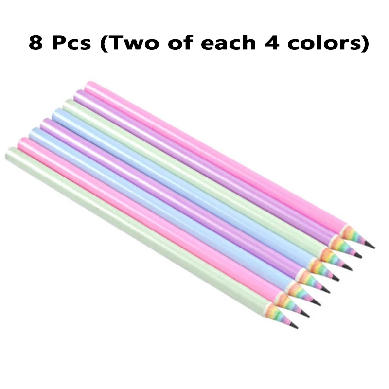 6-8pcs/set Rainbow Paper Pencil HB Environmentally Friendly for Creative Simplefor Writing and Painting Pencil School Stationery - 5